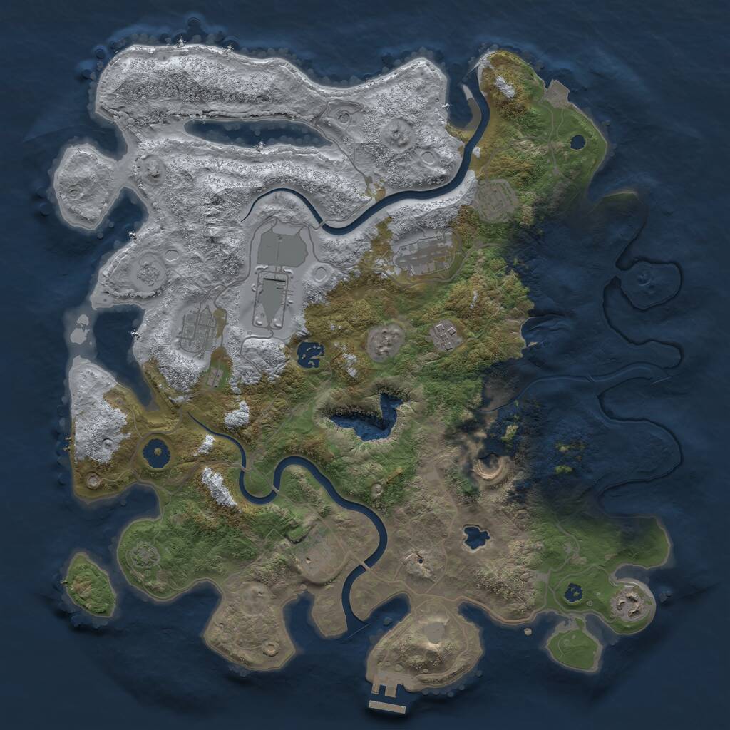 Rust Map: Procedural Map, Size: 4000, Seed: 54671, 14 Monuments