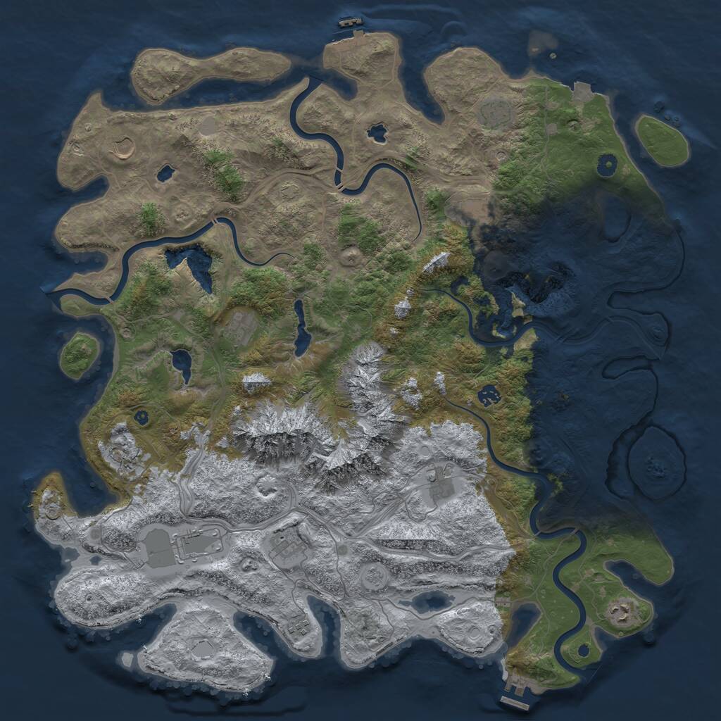 Rust Map: Procedural Map, Size: 5000, Seed: 45500, 17 Monuments
