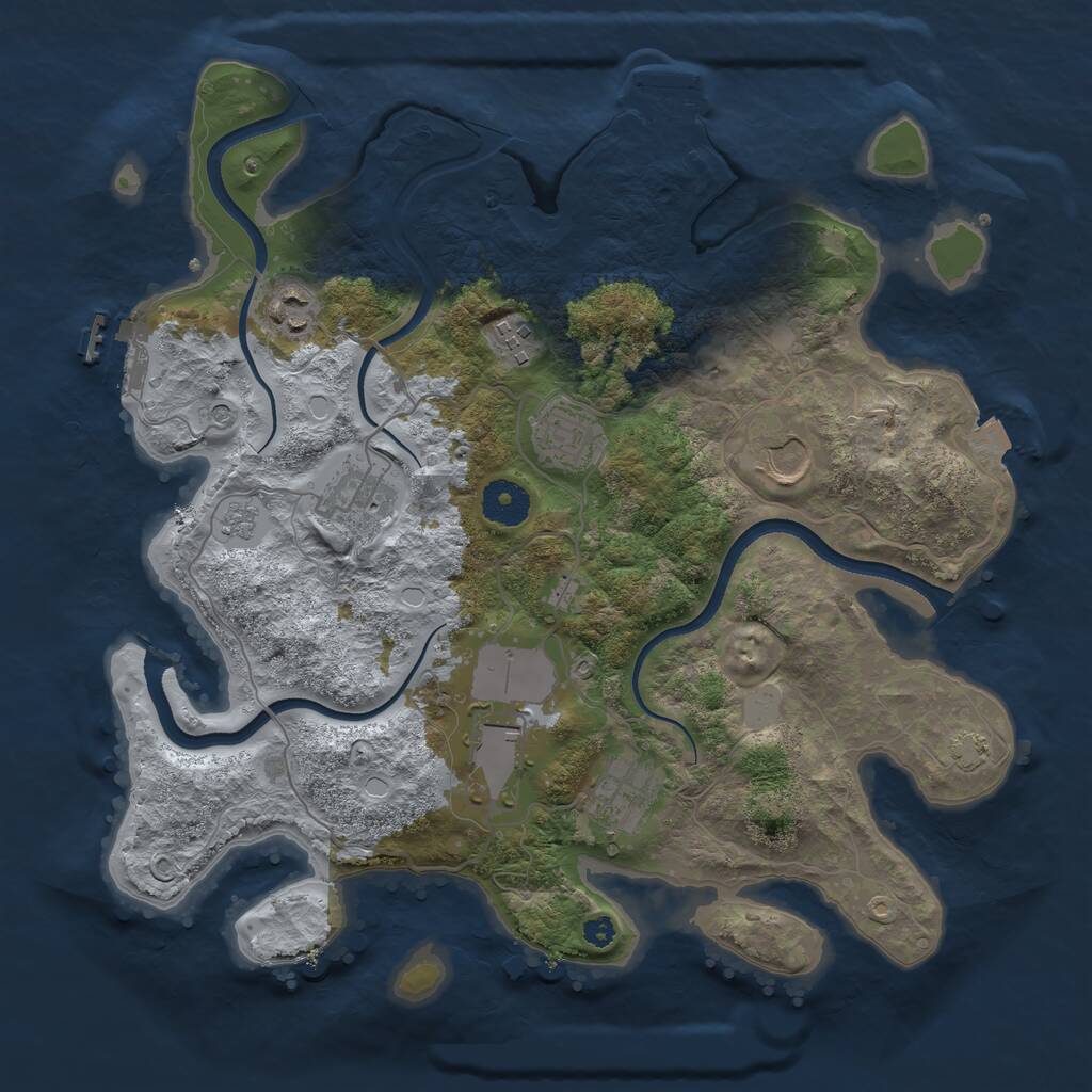 Rust Map: Procedural Map, Size: 3500, Seed: 3308, 13 Monuments