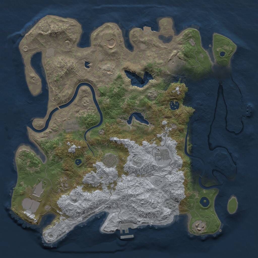 Rust Map: Procedural Map, Size: 4000, Seed: 409297462, 16 Monuments