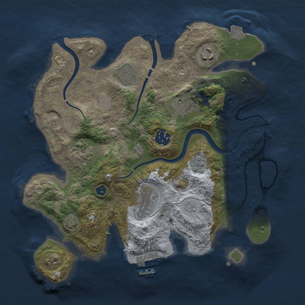 Rust Map: Procedural Map, Size: 3000, Seed: 1643415497, 12 Monuments