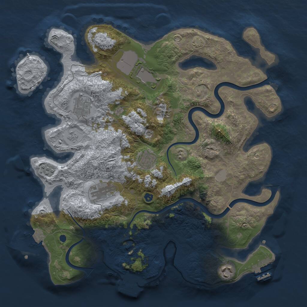 Rust Map: Procedural Map, Size: 3500, Seed: 161371023, 13 Monuments