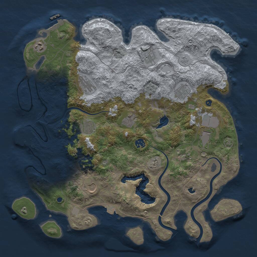 Rust Map: Procedural Map, Size: 4000, Seed: 2004585945, 17 Monuments