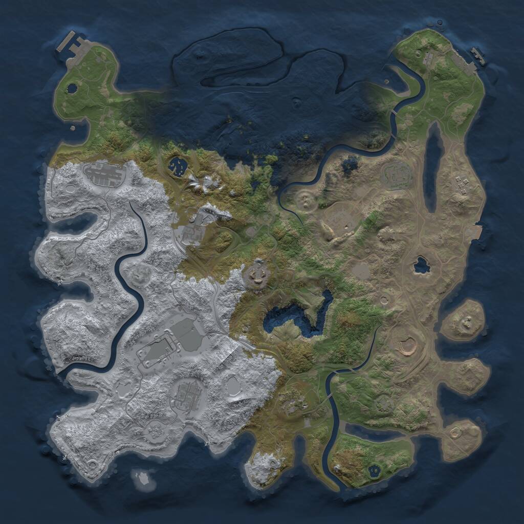 Rust Map: Procedural Map, Size: 4250, Seed: 1353249371, 17 Monuments