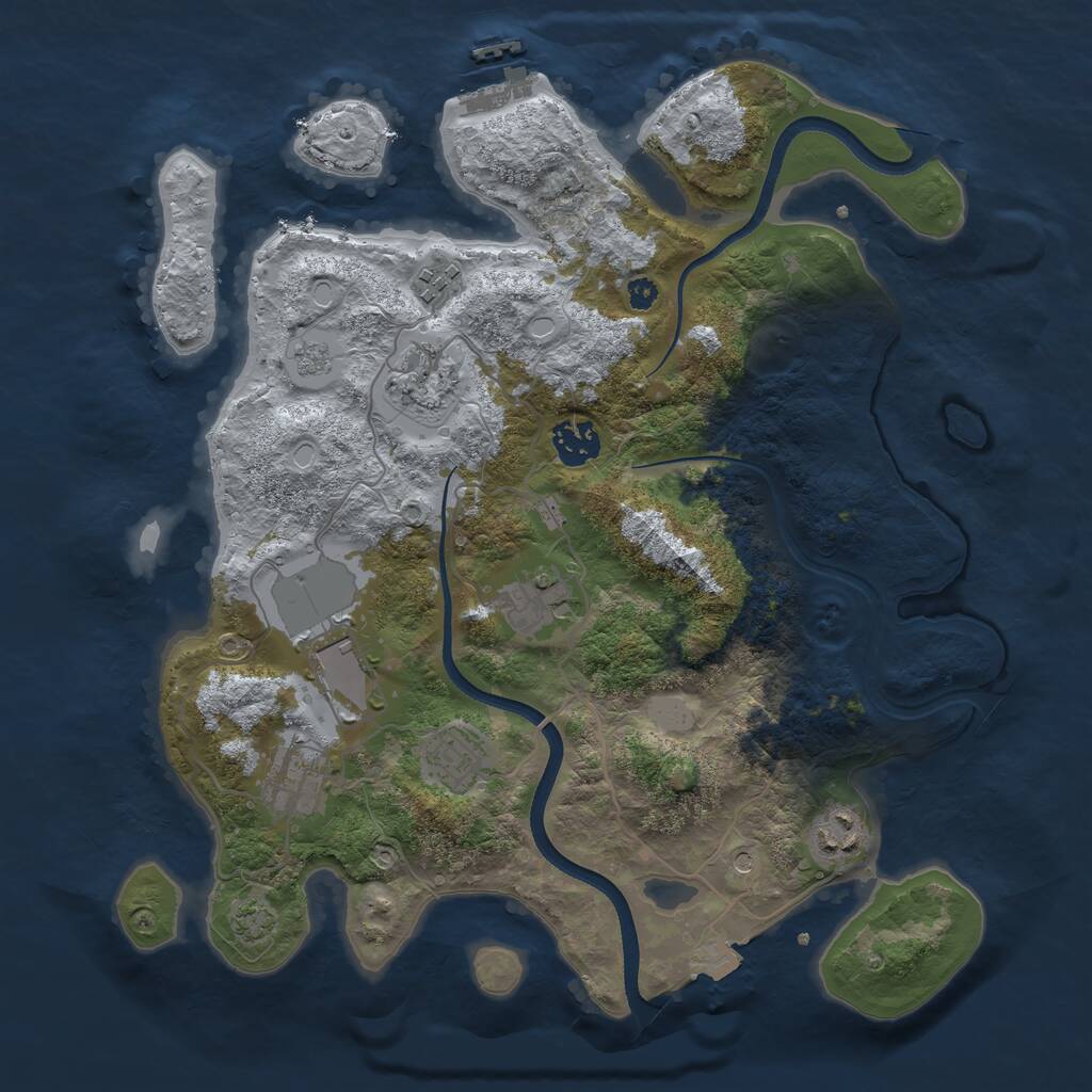 Rust Map: Procedural Map, Size: 3500, Seed: 368840171, 13 Monuments