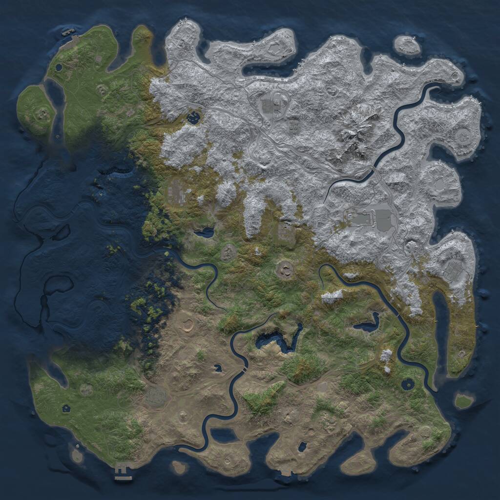 Rust Map: Procedural Map, Size: 6000, Seed: 55676271, 17 Monuments
