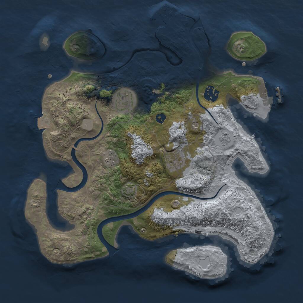 Rust Map: Procedural Map, Size: 3000, Seed: 62653, 10 Monuments
