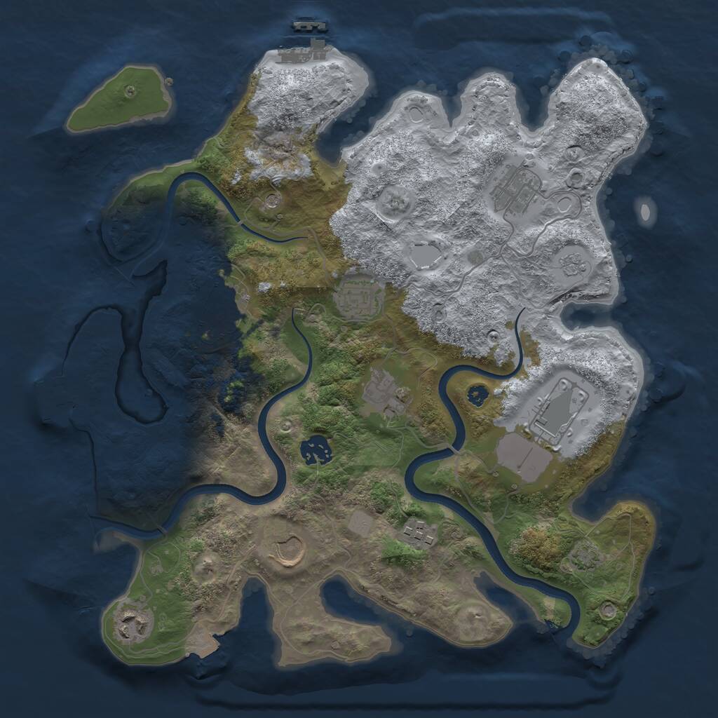 Rust Map: Procedural Map, Size: 3500, Seed: 145106464, 15 Monuments