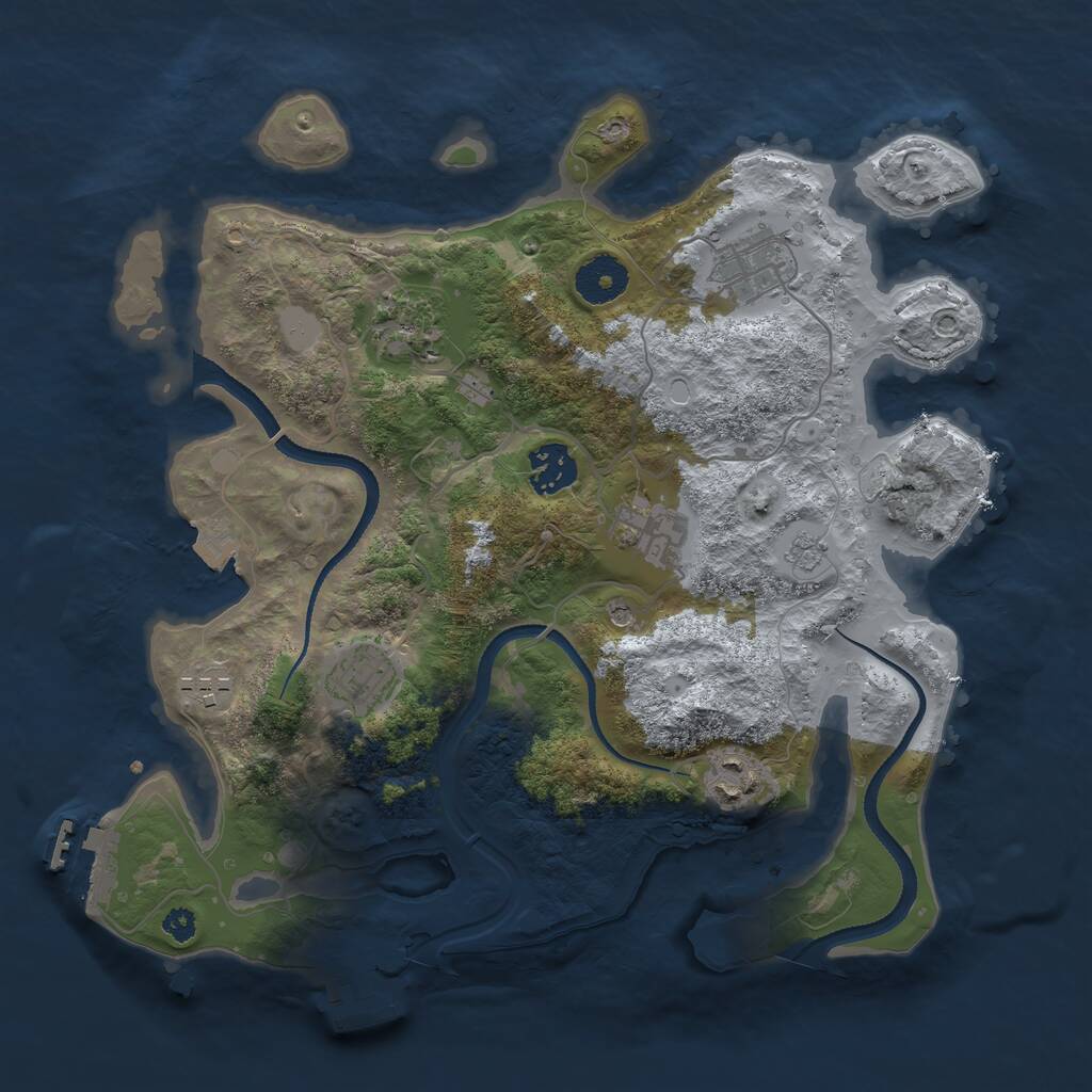 Rust Map: Procedural Map, Size: 3300, Seed: 1723469980, 12 Monuments