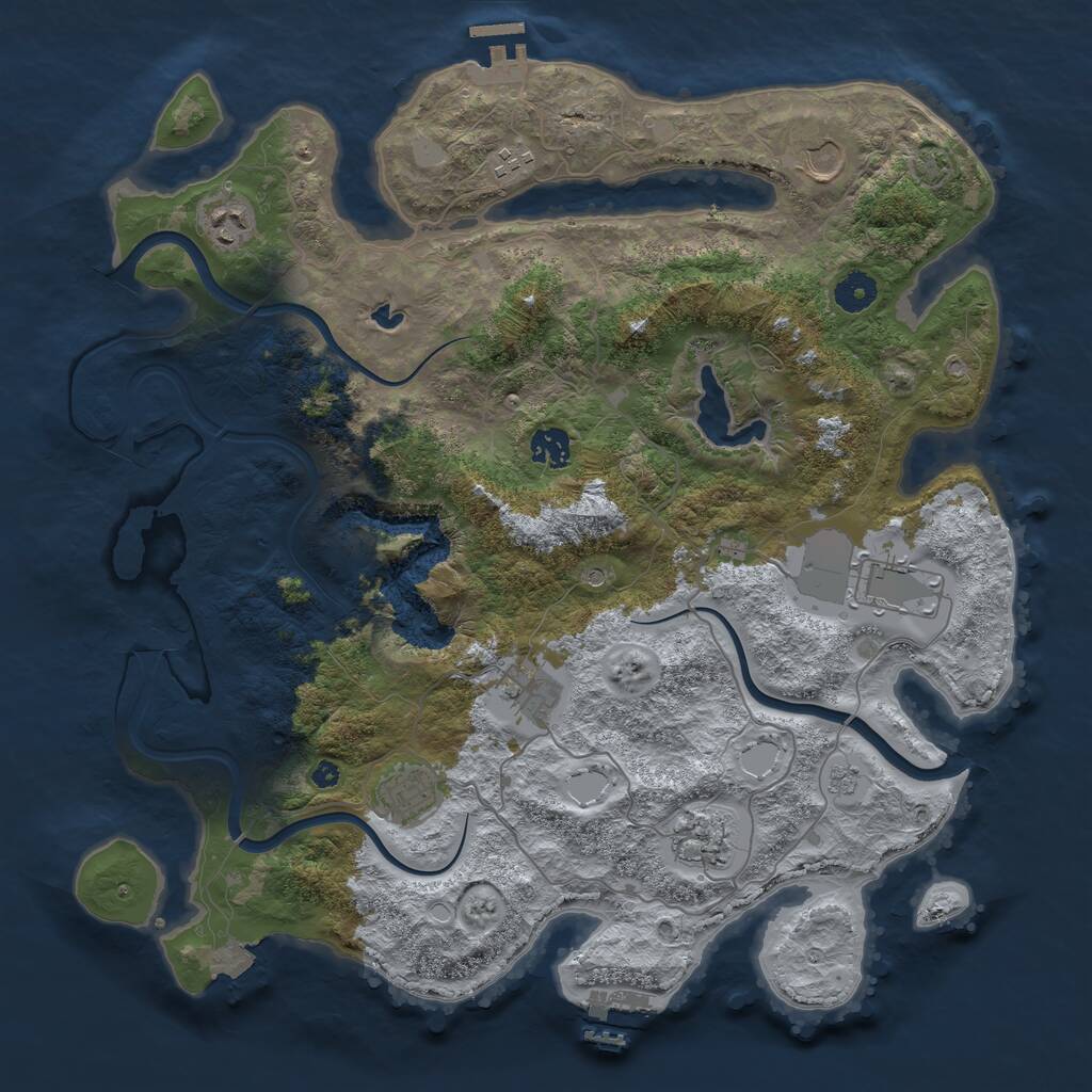 Rust Map: Procedural Map, Size: 4000, Seed: 816549, 14 Monuments