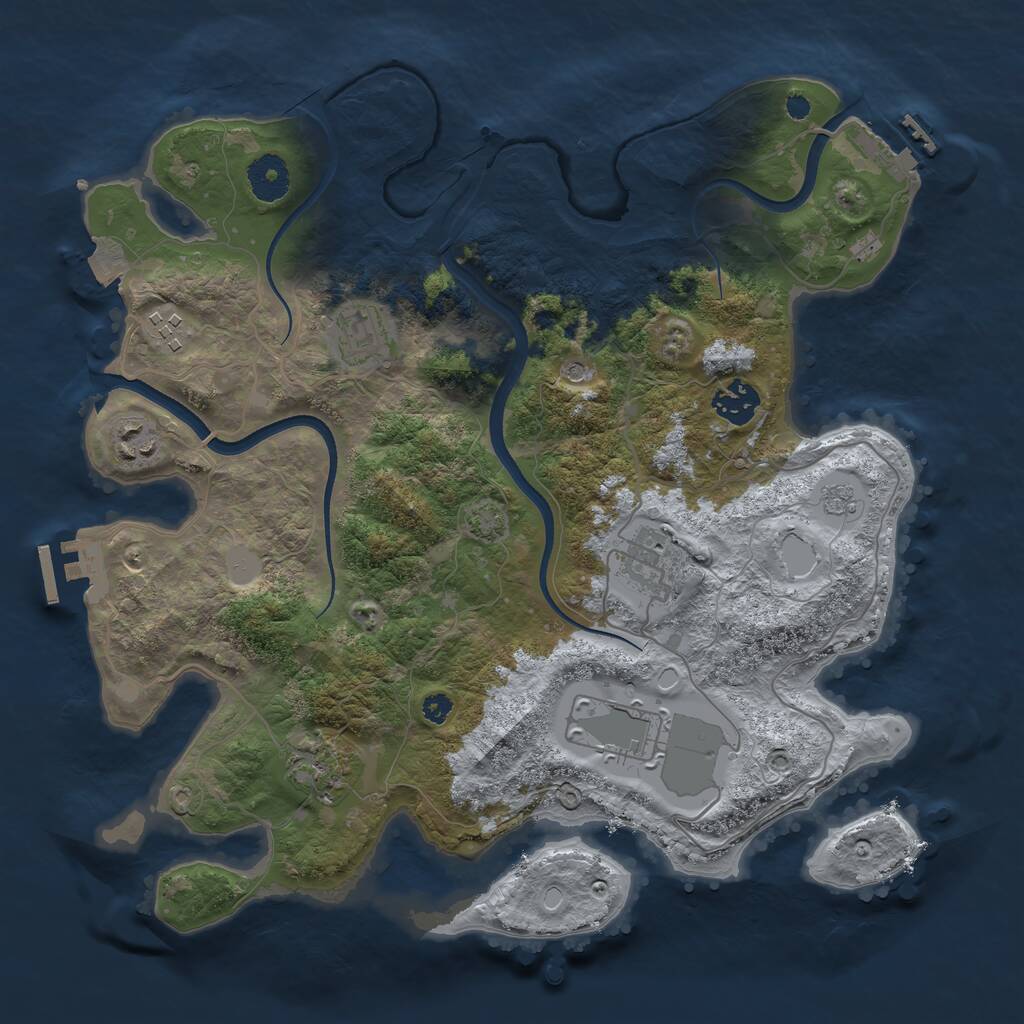 Rust Map: Procedural Map, Size: 3500, Seed: 111025, 13 Monuments
