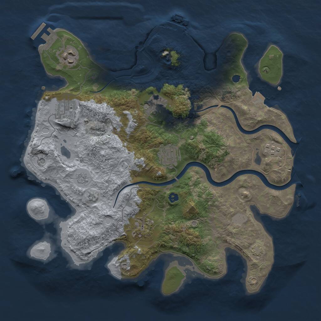 Rust Map: Procedural Map, Size: 3250, Seed: 489545958, 12 Monuments