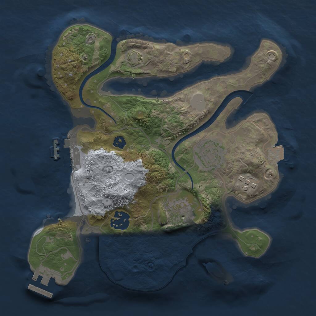 Rust Map: Procedural Map, Size: 2500, Seed: 1117614338, 8 Monuments