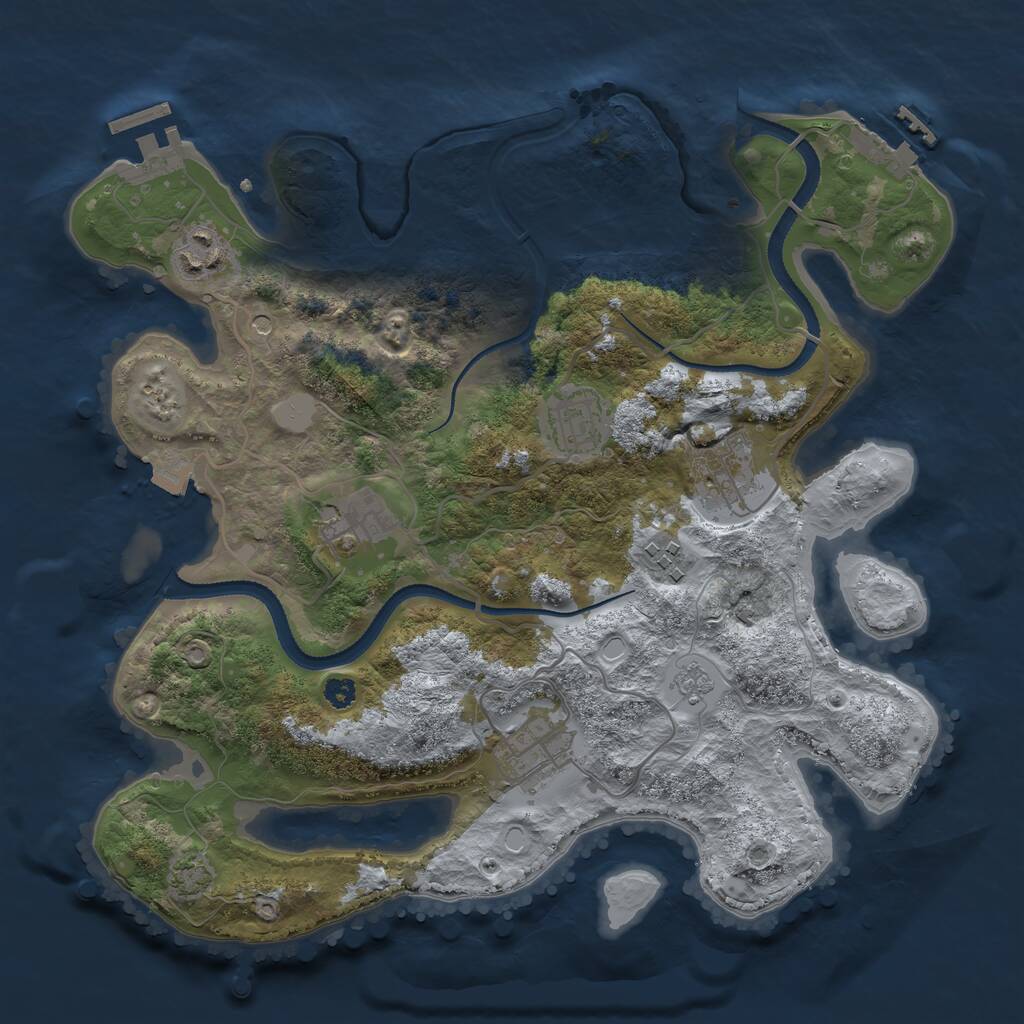 Rust Map: Procedural Map, Size: 3250, Seed: 739527492, 12 Monuments