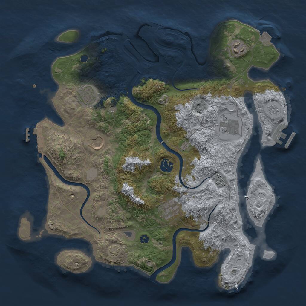 Rust Map: Procedural Map, Size: 3500, Seed: 67854, 13 Monuments