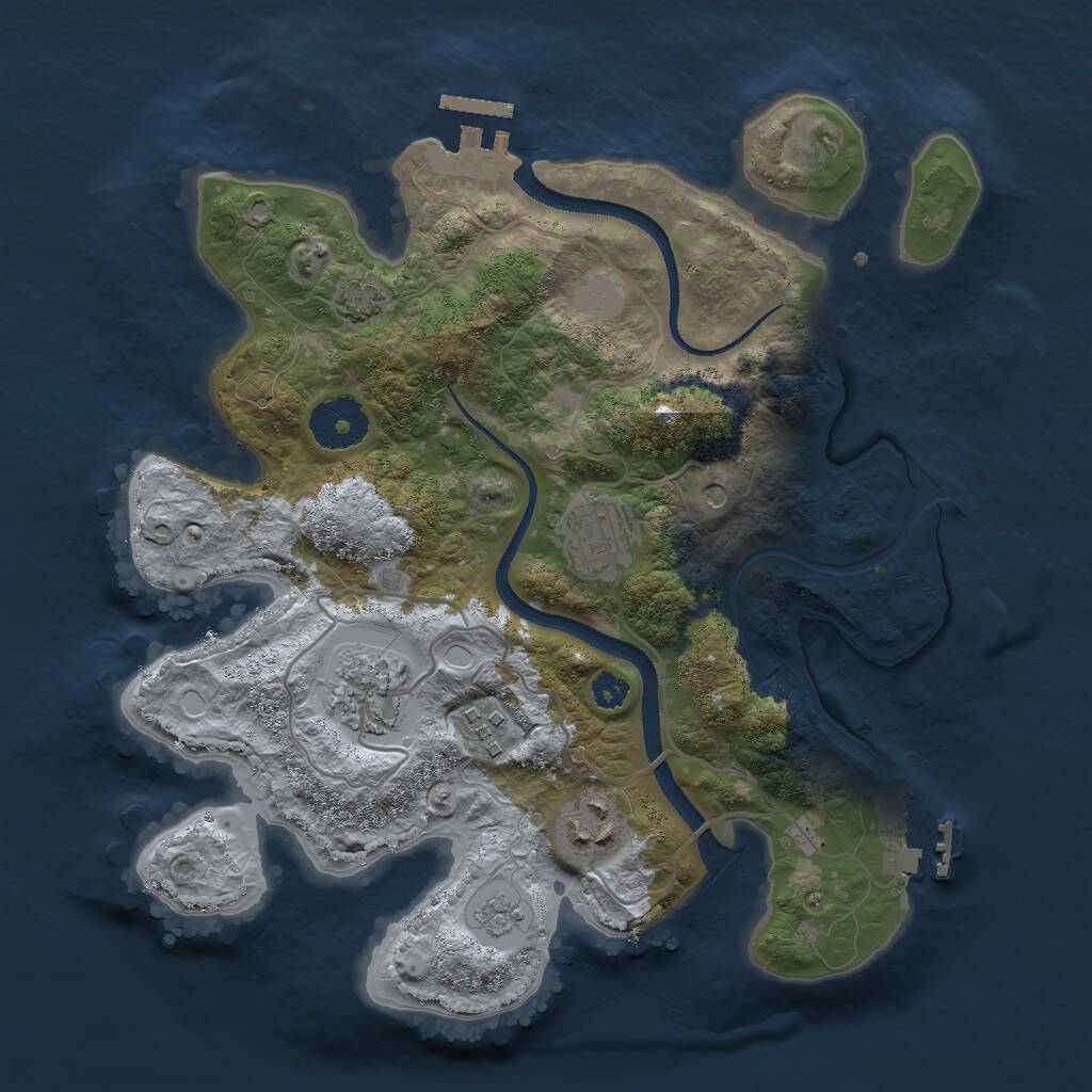 Rust Map: Procedural Map, Size: 3000, Seed: 2478883, 10 Monuments