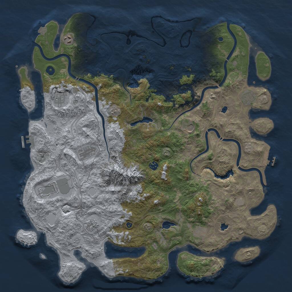 Rust Map: Procedural Map, Size: 5000, Seed: 860411, 16 Monuments