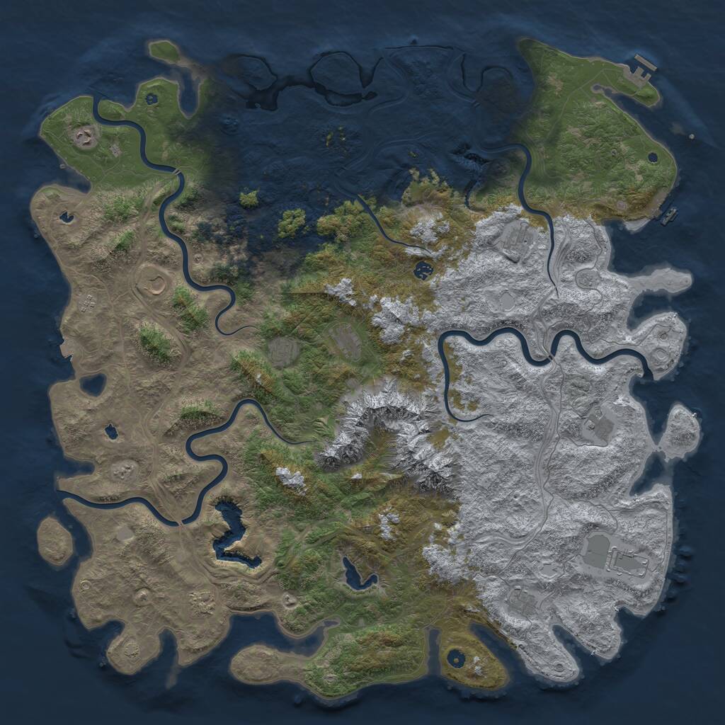 Rust Map: Procedural Map, Size: 6000, Seed: 275143922, 17 Monuments