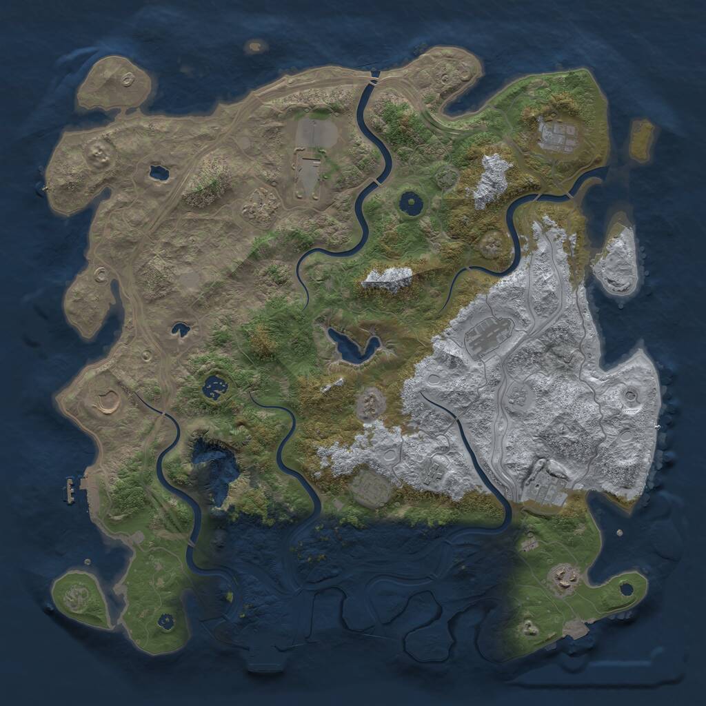 Rust Map: Procedural Map, Size: 4500, Seed: 12974513, 16 Monuments