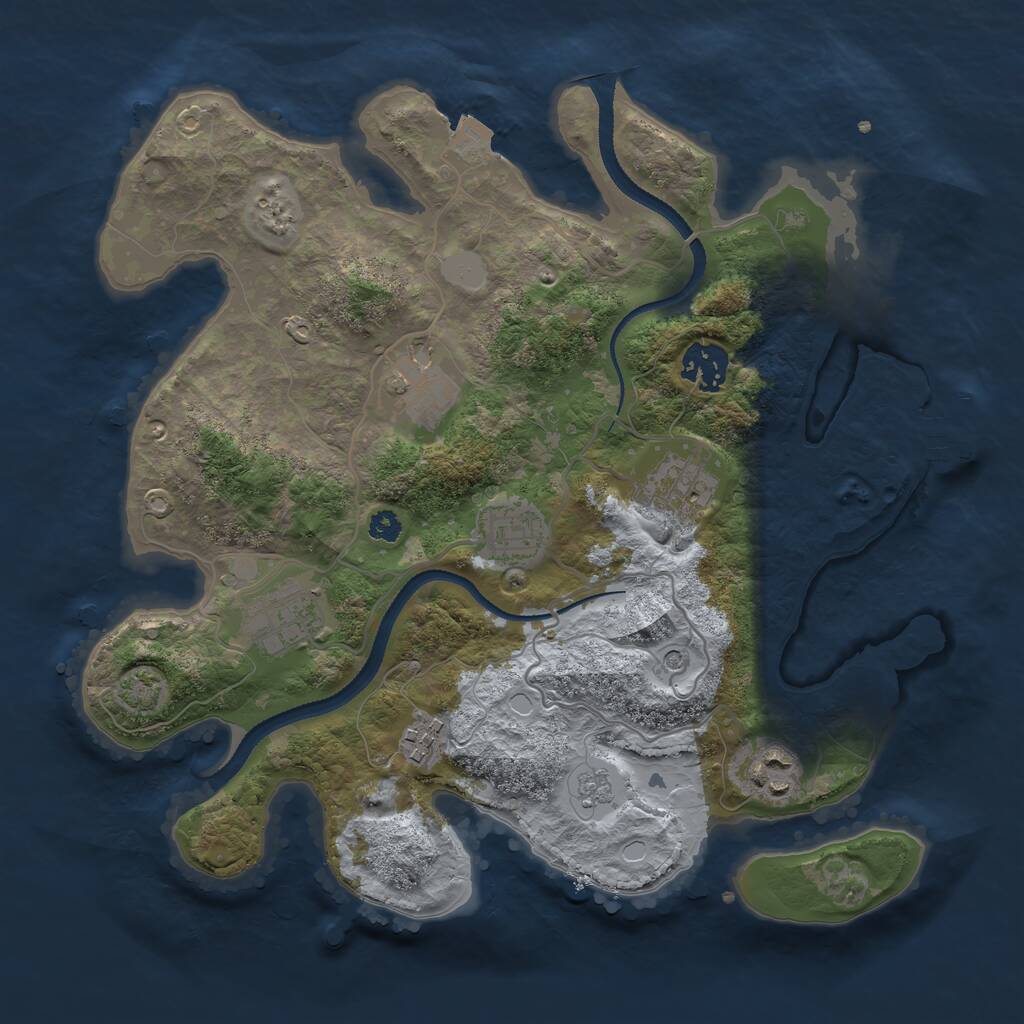 Rust Map: Procedural Map, Size: 3200, Seed: 1461526544, 12 Monuments