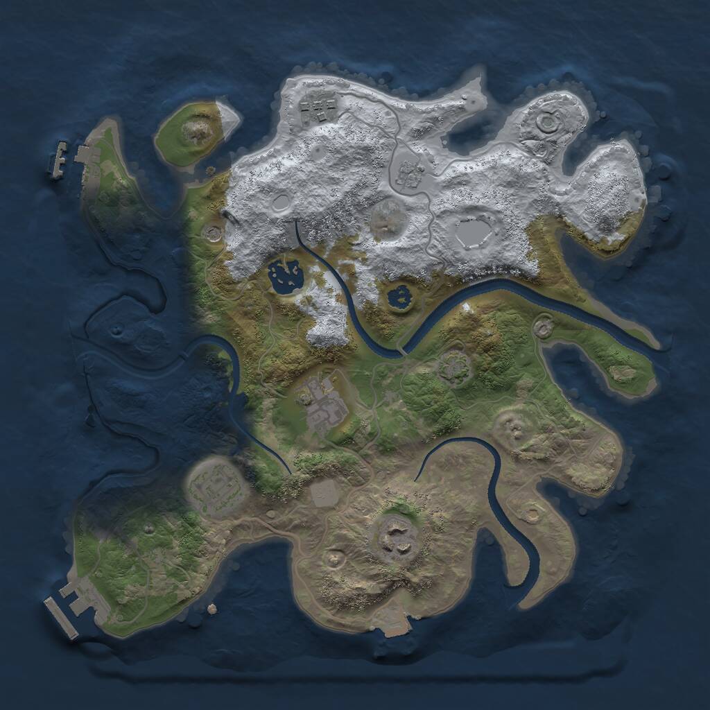 Rust Map: Procedural Map, Size: 3000, Seed: 36651, 11 Monuments