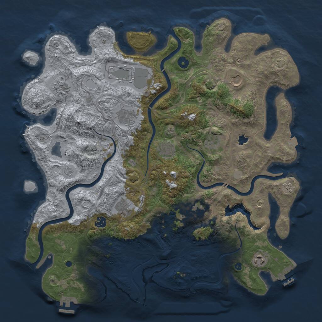 Rust Map: Procedural Map, Size: 4250, Seed: 991490163, 17 Monuments