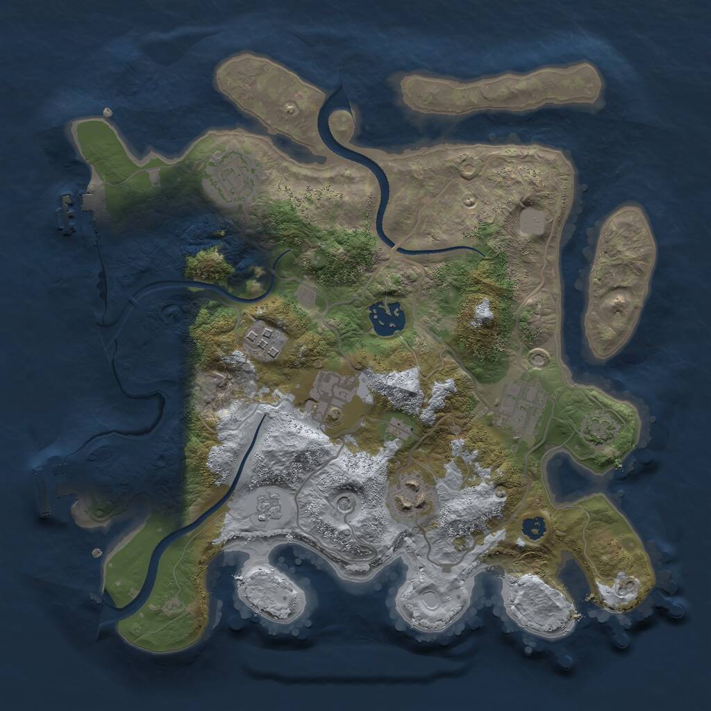 Rust Map: Procedural Map, Size: 3000, Seed: 1916116092, 12 Monuments