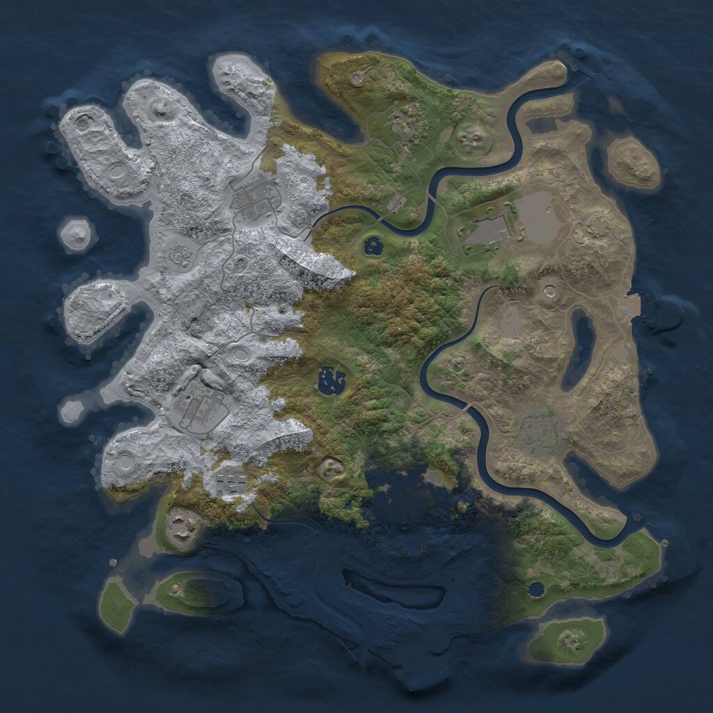 Rust Map: Procedural Map, Size: 3700, Seed: 777123, 14 Monuments