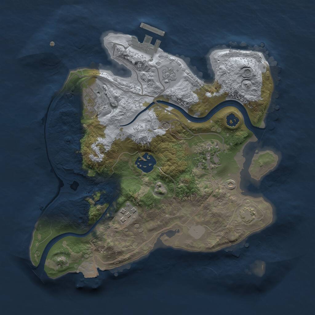 Rust Map: Procedural Map, Size: 2500, Seed: 124557, 9 Monuments