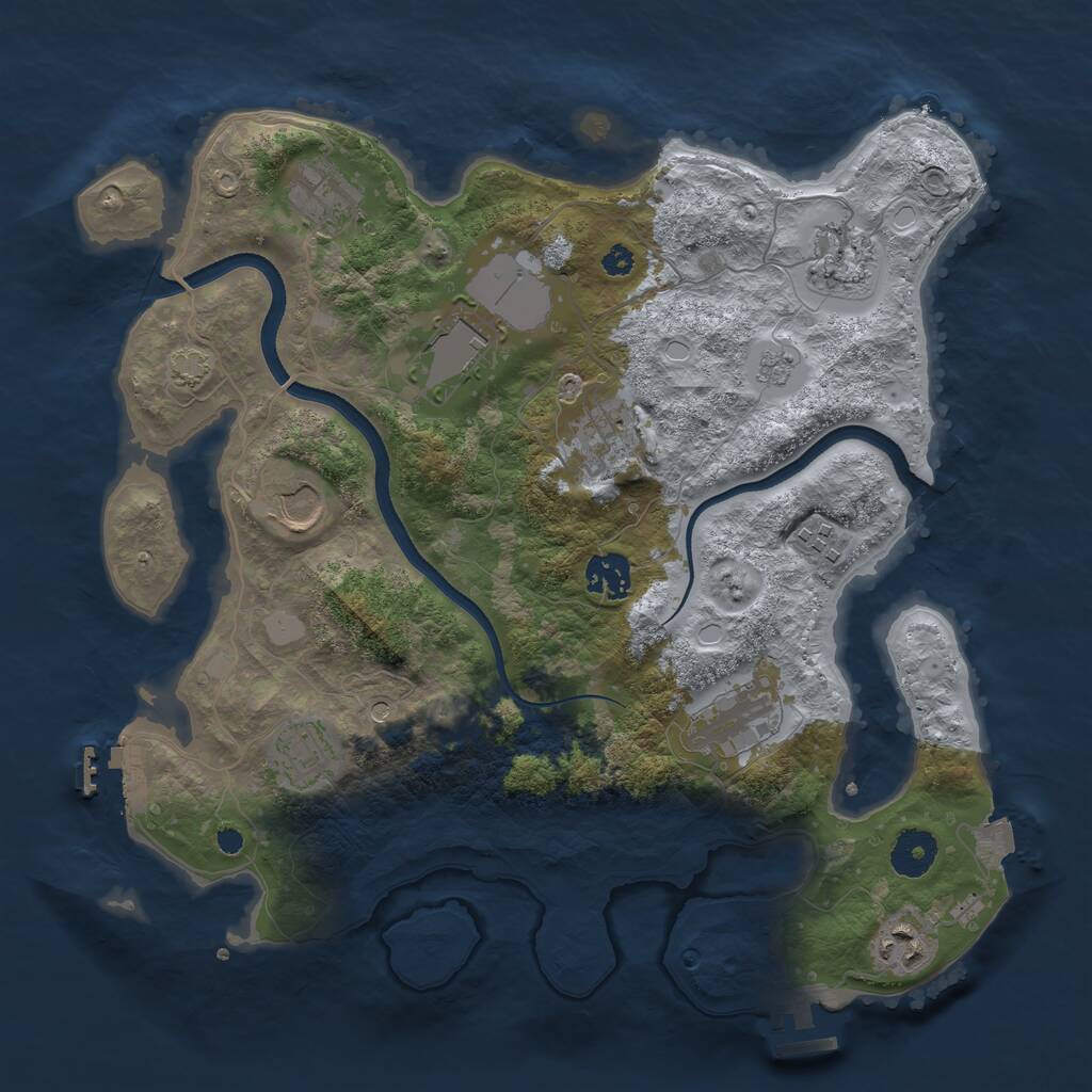 Rust Map: Procedural Map, Size: 3500, Seed: 1071102437, 16 Monuments