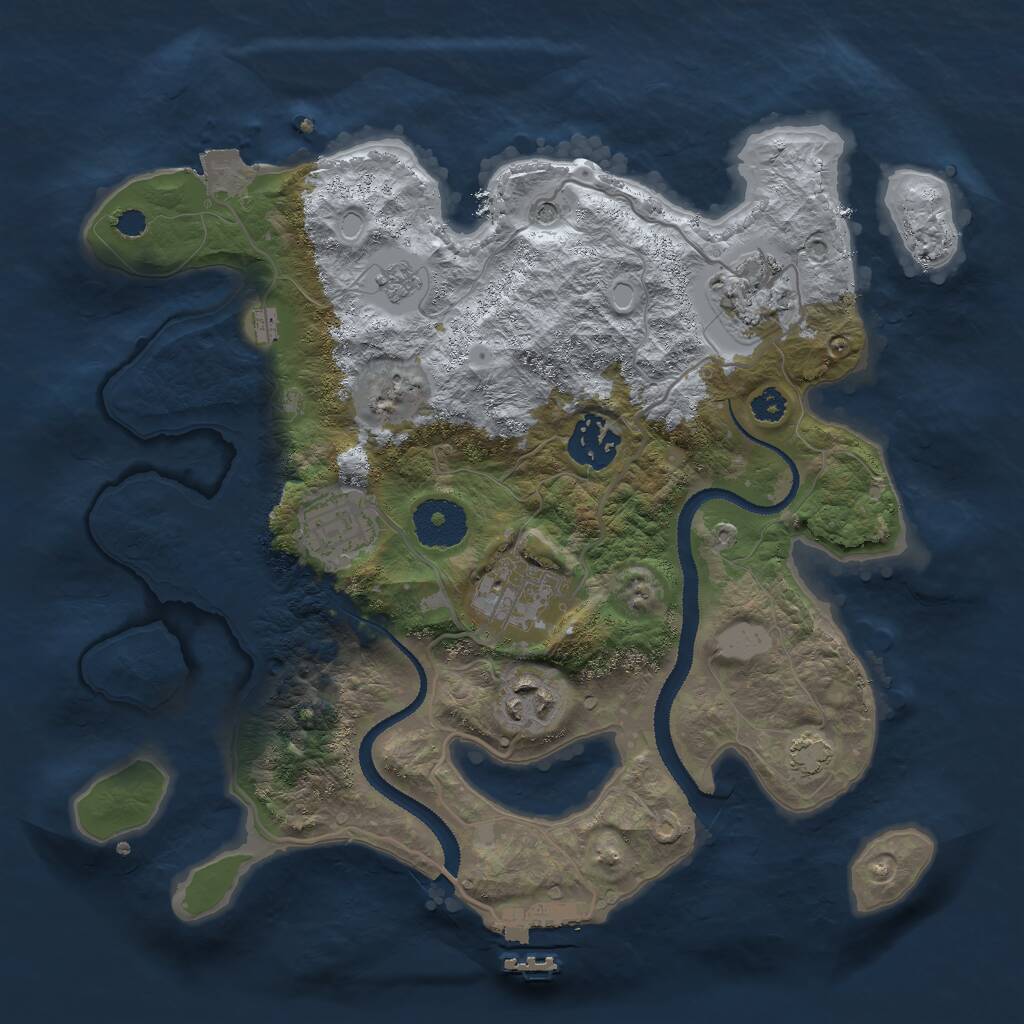 Rust Map: Procedural Map, Size: 3000, Seed: 123456785, 10 Monuments