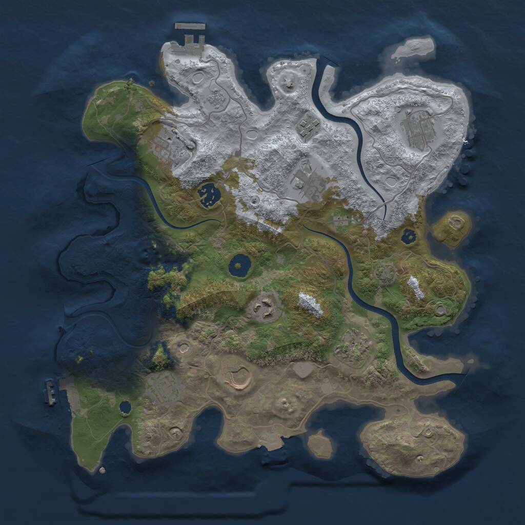 Rust Map: Procedural Map, Size: 3500, Seed: 1530780487, 15 Monuments