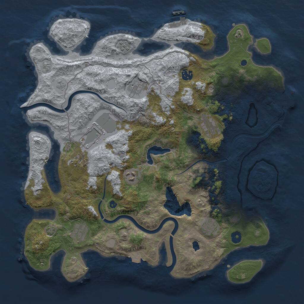 Rust Map: Procedural Map, Size: 4000, Seed: 1260256980, 15 Monuments