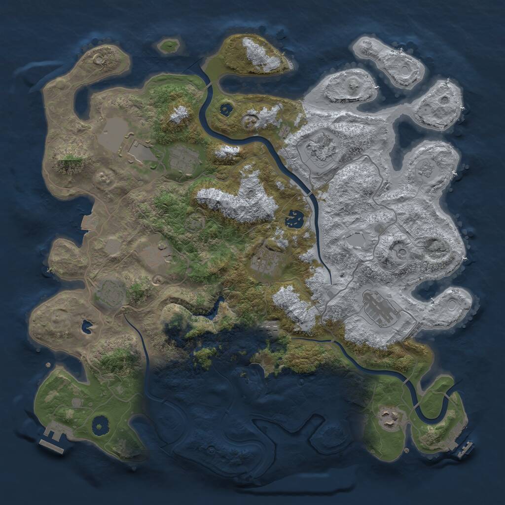 Rust Map: Procedural Map, Size: 4000, Seed: 1869323280, 16 Monuments