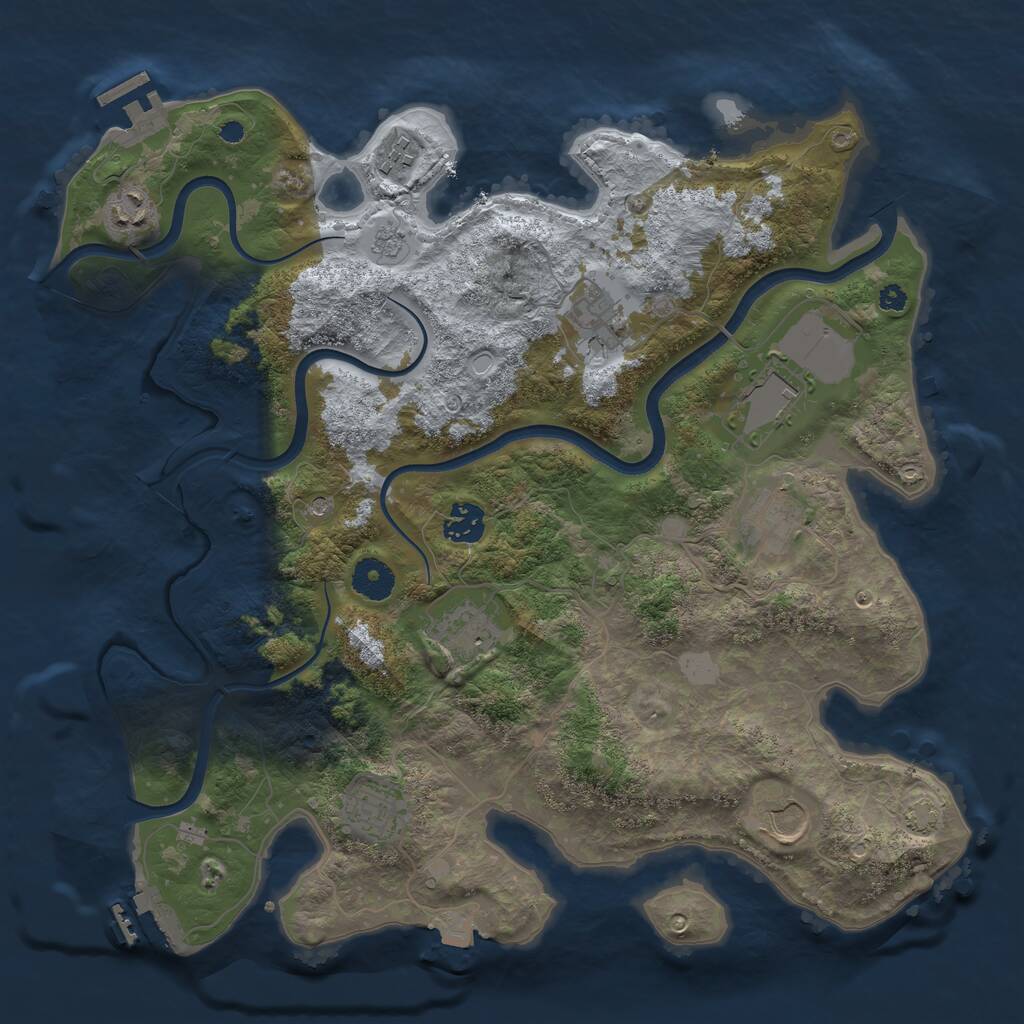 Rust Map: Procedural Map, Size: 3700, Seed: 1809872555, 15 Monuments