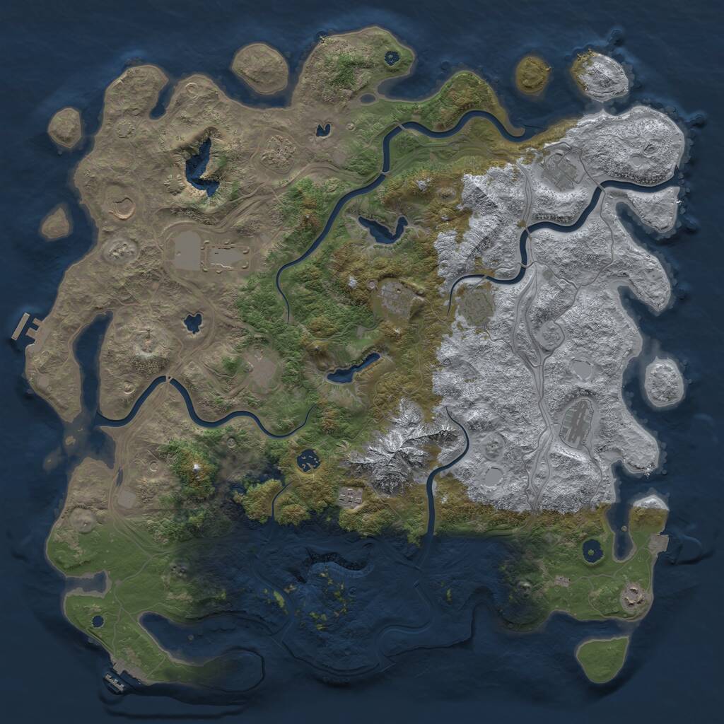 Rust Map: Procedural Map, Size: 5000, Seed: 454343, 17 Monuments