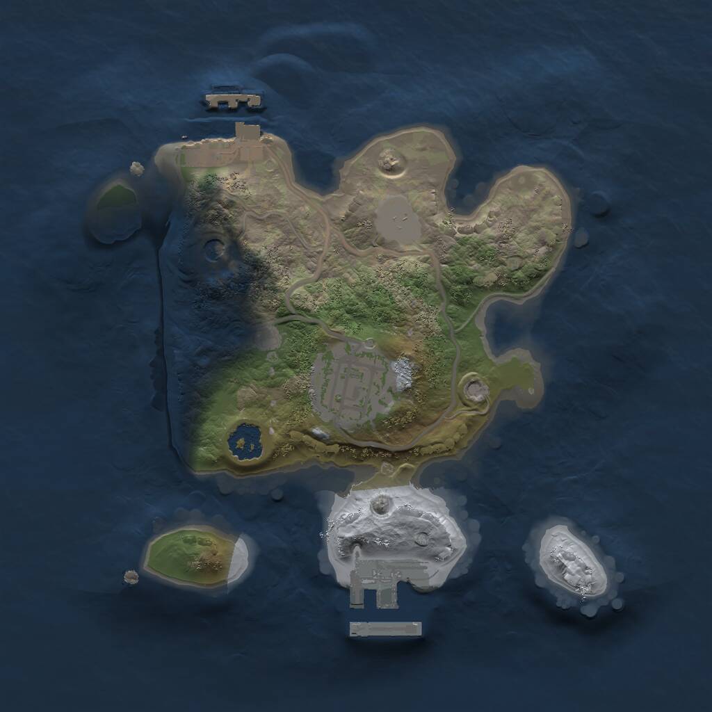 Rust Map: Procedural Map, Size: 2000, Seed: 1488228, 5 Monuments