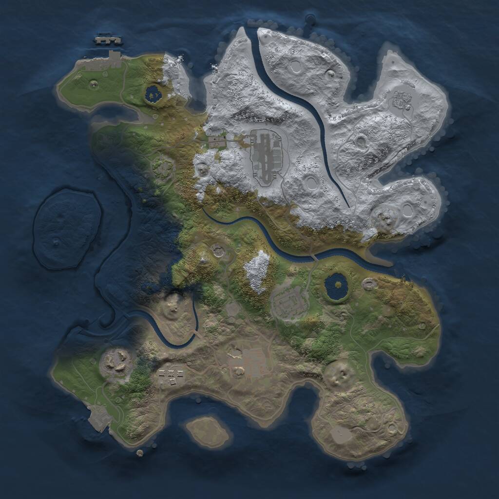 Rust Map: Procedural Map, Size: 3000, Seed: 1421387544, 10 Monuments