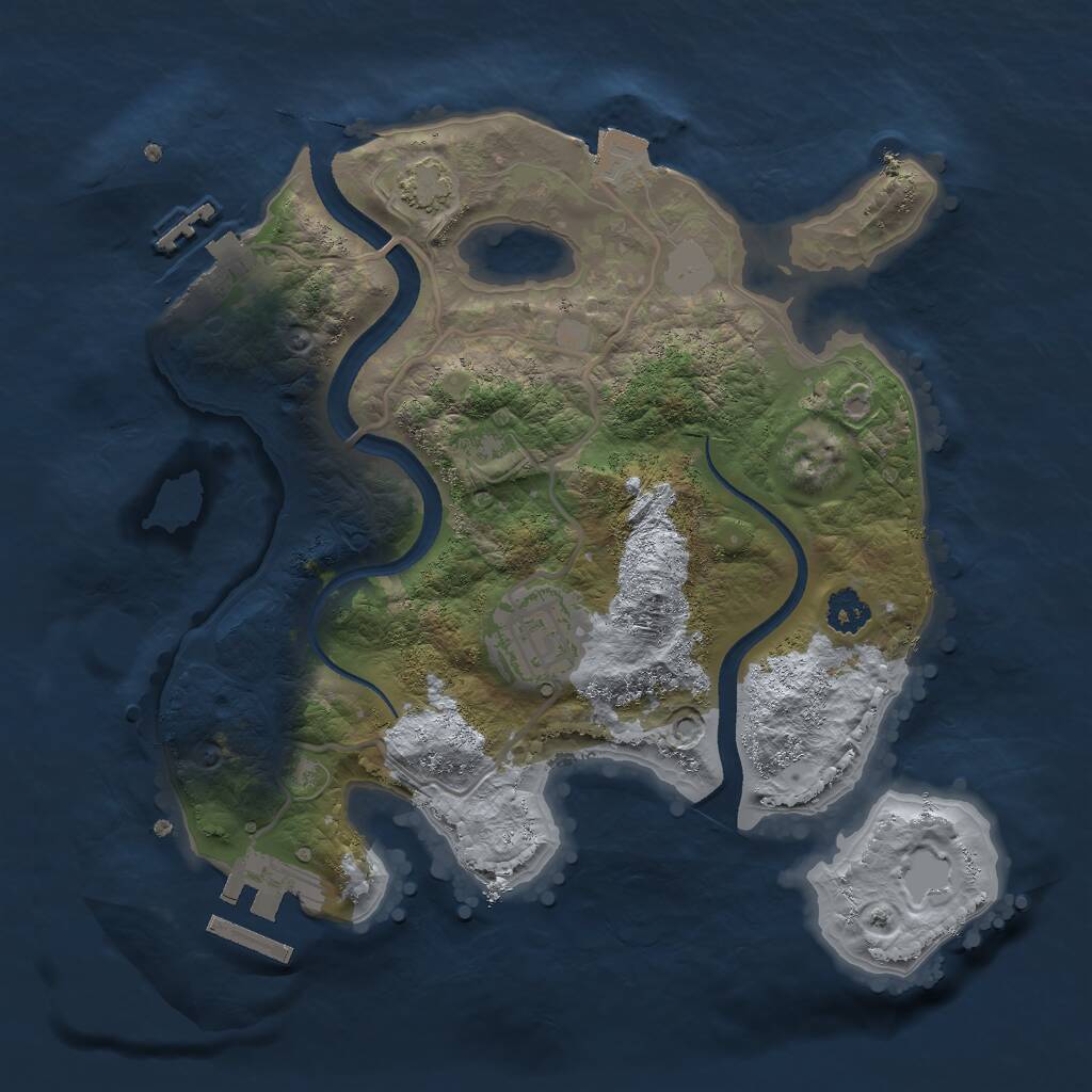 Rust Map: Procedural Map, Size: 2500, Seed: 34412464, 5 Monuments