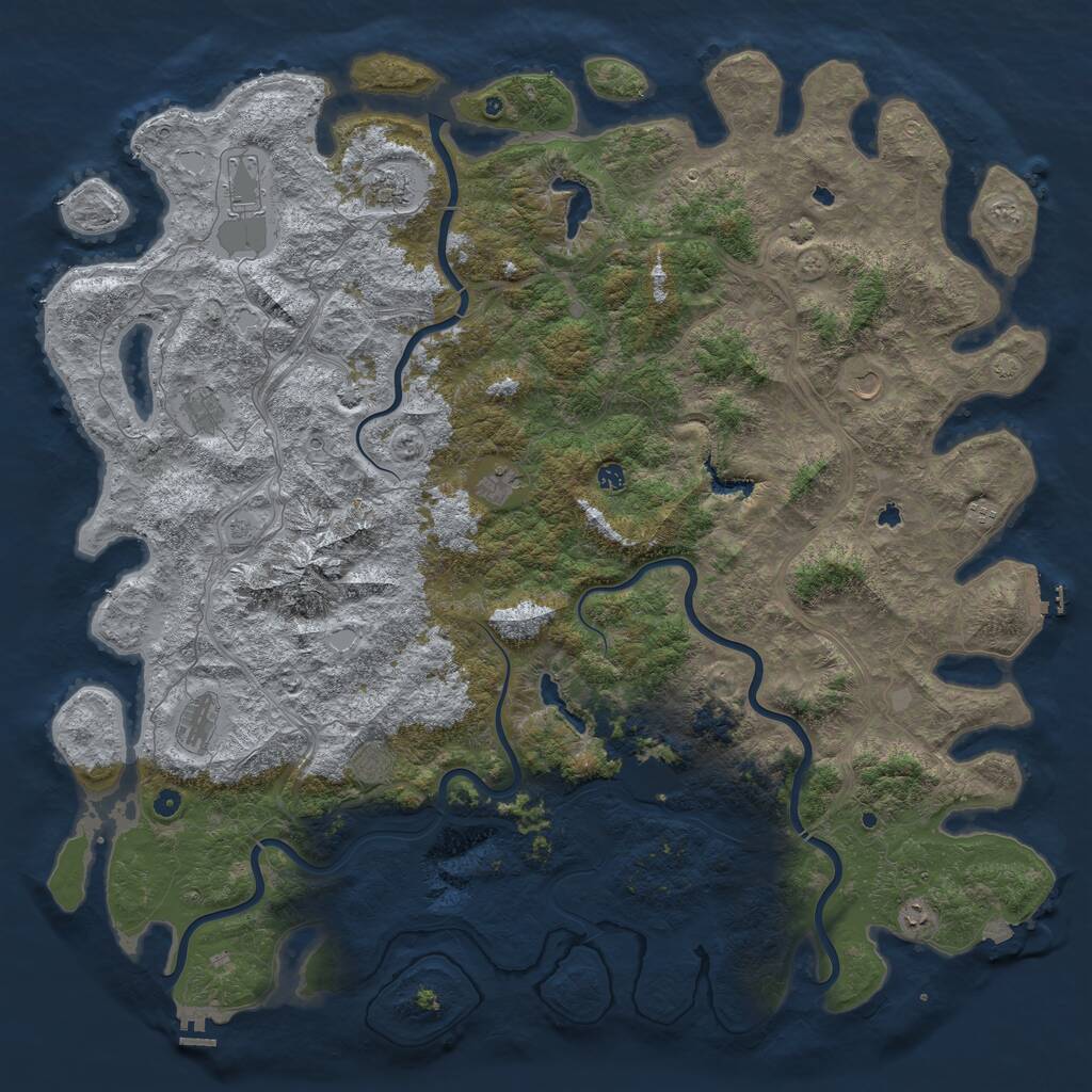 Rust Map: Procedural Map, Size: 6000, Seed: 346079, 17 Monuments