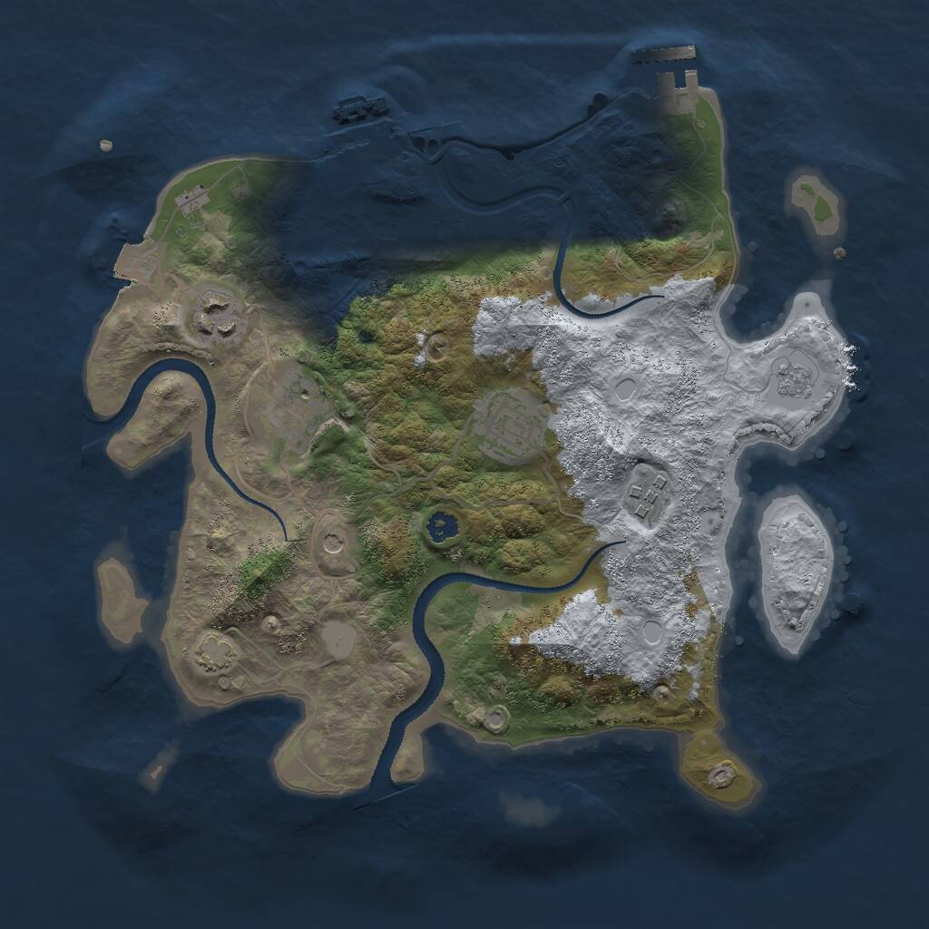 Rust Map: Procedural Map, Size: 3000, Seed: 2055104690, 10 Monuments