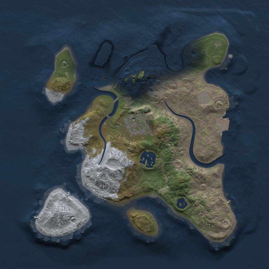 Rust Map: Procedural Map, Size: 2500, Seed: 134324, 4 Monuments