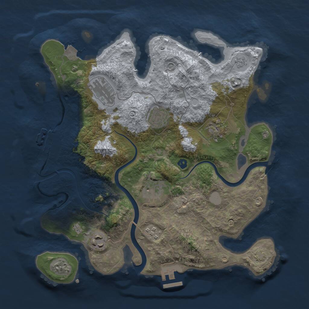 Rust Map: Procedural Map, Size: 3200, Seed: 633995149, 12 Monuments