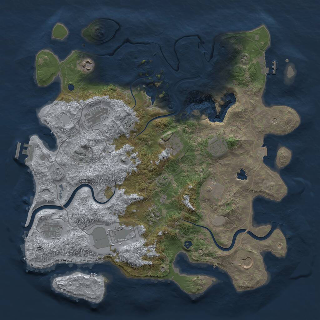 Rust Map: Procedural Map, Size: 4000, Seed: 1747954957, 16 Monuments