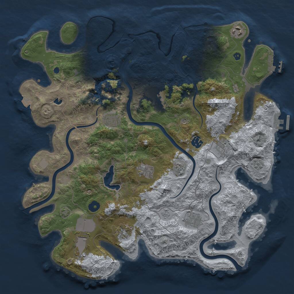 Rust Map: Procedural Map, Size: 4000, Seed: 209048324, 16 Monuments
