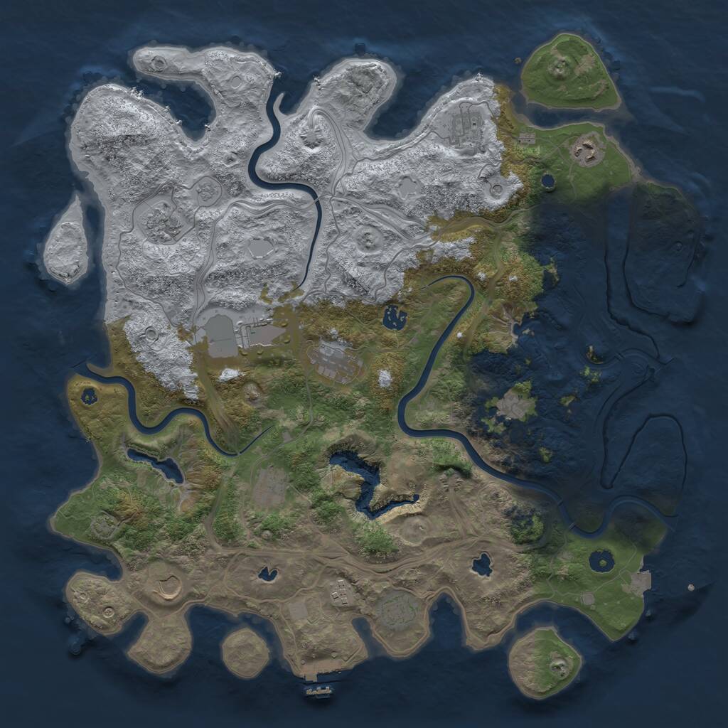 Rust Map: Procedural Map, Size: 4500, Seed: 866512284, 17 Monuments