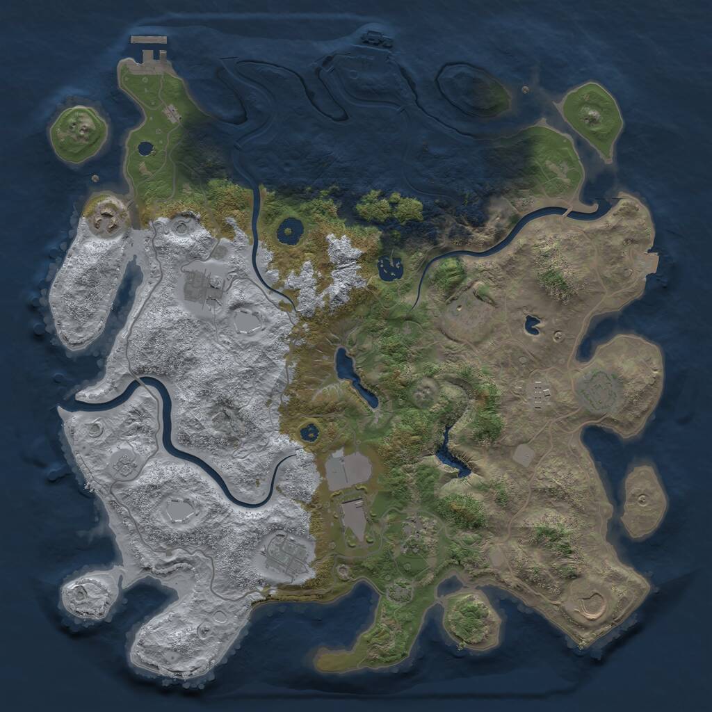 Rust Map: Procedural Map, Size: 4000, Seed: 1385467997, 16 Monuments