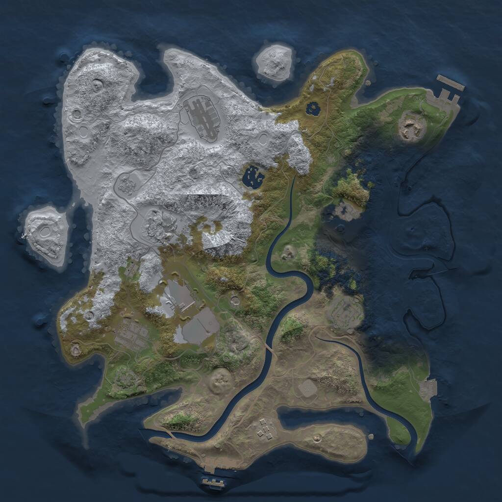 Rust Map: Procedural Map, Size: 3500, Seed: 443525772, 15 Monuments