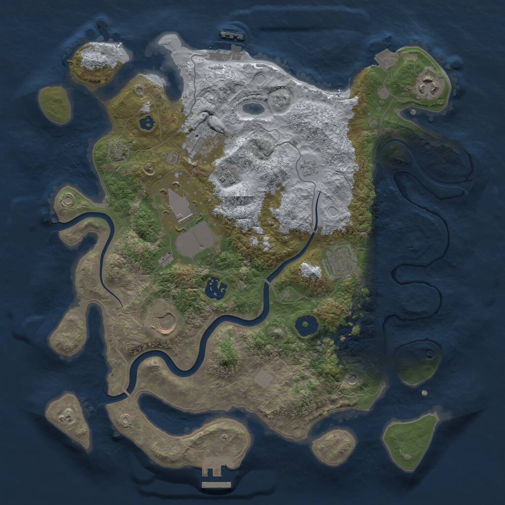Rust Map: Procedural Map, Size: 3500, Seed: 3123123, 13 Monuments