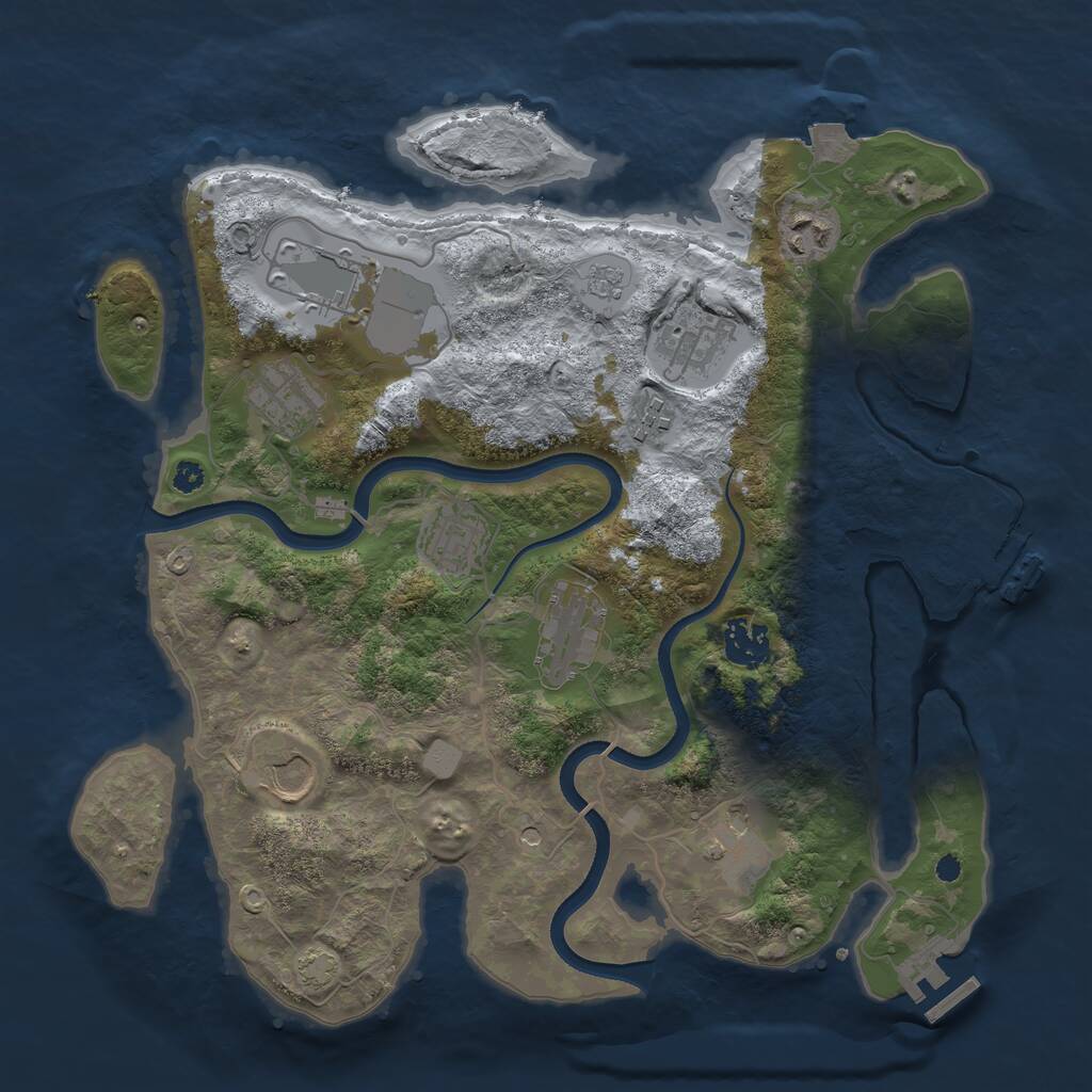 Rust Map: Procedural Map, Size: 3500, Seed: 400004, 16 Monuments